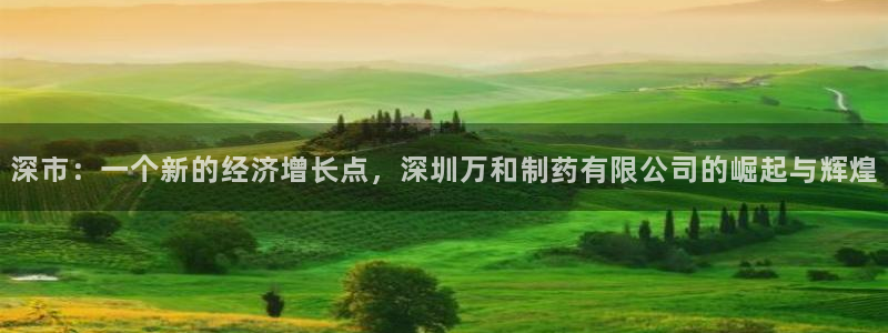 九游老哥俱乐部登录：深市：一个新的经济增长点，深圳万和制药有限公司的崛起与辉煌