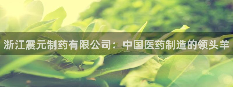 九游会老哥俱乐部官网：浙江震元制药有限公司：中国医药制造的领
