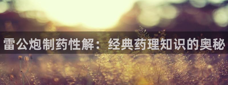 九游老哥俱乐部官网登录网址：雷公炮制药性解：经典药理知识的奥秘